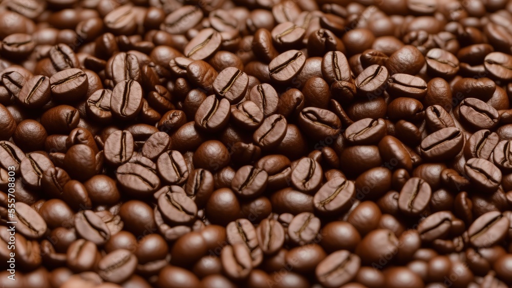 This photograph captures a pile of freshly roasted coffee beans, with a rich, deep color and a distinctive, aromatic smell.Complex flavor that will be extracted from them when brewed into a cup. This photograph captures a pile of freshly roasted coffee beans, with a rich, deep color and a distinctive, aromatic smell.Complex flavor that will be extracted from them when brewed into a cup.