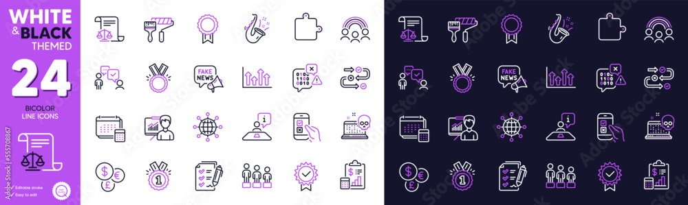 Presentation, Honor and Report line icons for website, printing. Collection of Certificate, Fake news, Money currency icons. Reward, Equality, Legal documents web elements. Upper arrows. Vector Presentation, Honor and Report line icons for website, printing. Collection of Certificate, Fake news, Money currency icons. Reward, Equality, Legal documents web elements. Upper arrows. Vector