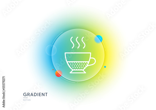Doppio coffee icon. Gradient blur button with glassmorphism. Hot drink sign. Beverage symbol. Transparent glass design. Doppio line icon. Vector