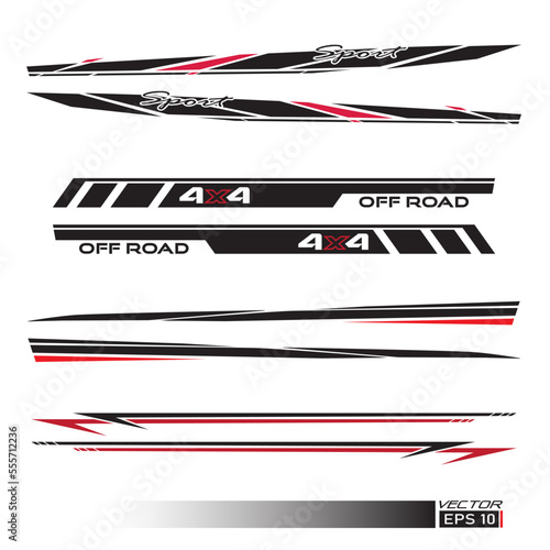 Side car body vector stripes decal. Vehicle vector Decal Stripes for the both parts_20221222
