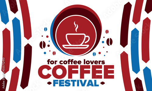 Coffee Festival. For coffee lovers. Event for professionals in the coffee industry. Cafes, restaurants and coffee roasters. Trainings for baristas from staff schools. Creative Illustration. Vector