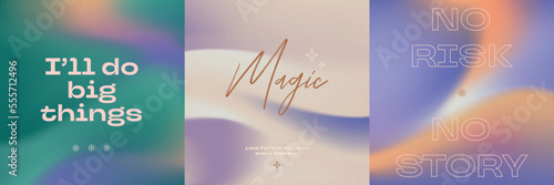 Social media gradient aesthetic quotes template collection with purple background	
