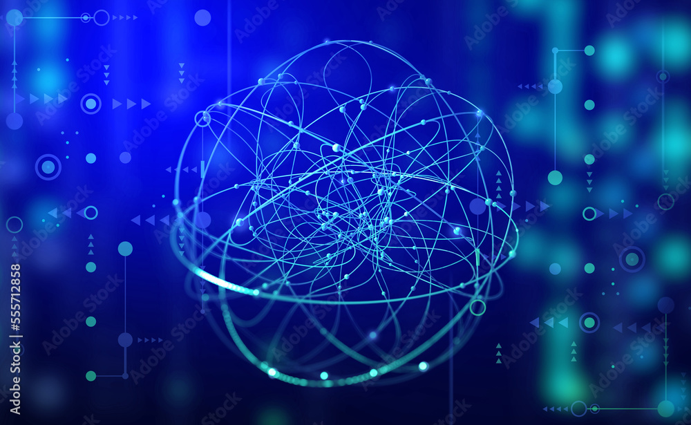Cyber ball of big data. Retro techno illusion of digital deals. 3D illustration of a business neuro model Cyber ball of big data. Retro techno illusion of digital deals. 3D illustration of a business neuro model
