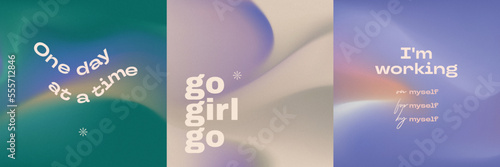Social media gradient aesthetic quotes template collection with purple background	
