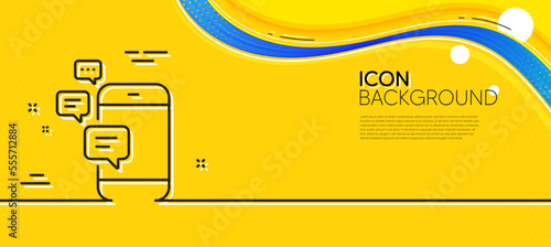 Communication line icon. Abstract yellow background. Smartphone chat symbol. Business messages sign. Minimal communication line icon. Wave banner concept. Vector