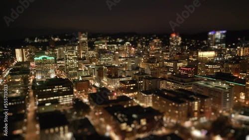 Aerial Videography of Downtown Portland Oregon at Night | Drone 4k
