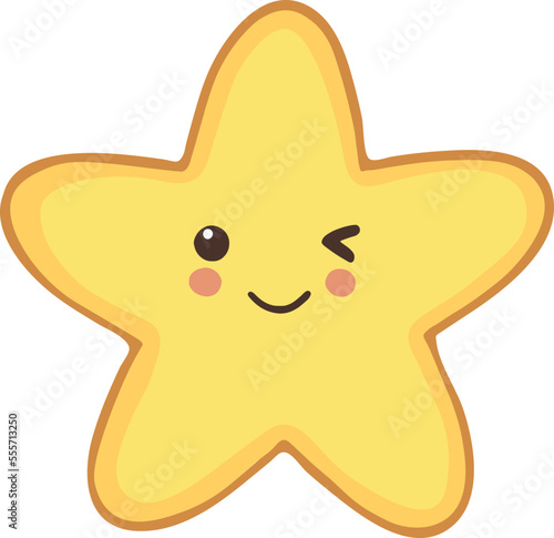 Estrella estilo kawaii tierno, navidad