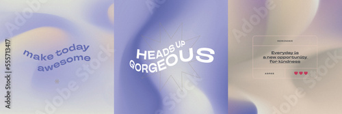 Social media gradient aesthetic quotes template collection with purple background	
