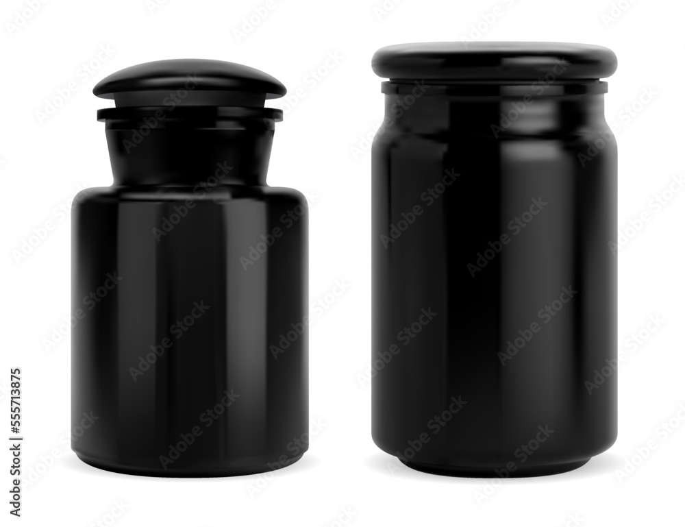 Chemical glass apothecary bottle, vintage medicine container. Black