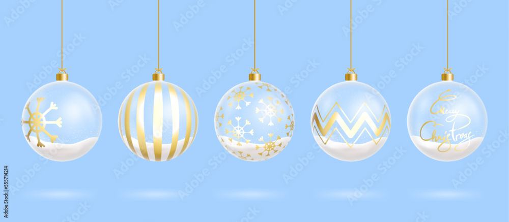 Christmas ornaments set glass ball Christmas glass ball with golden snowflake