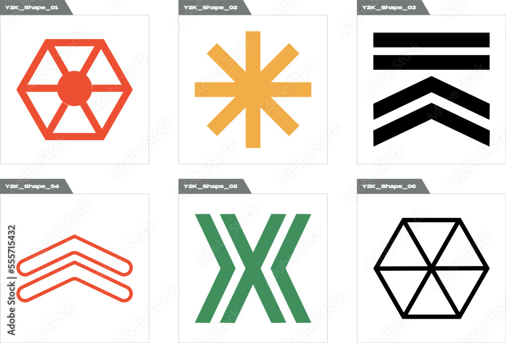 Collection of Y2K elements. Rave psychedelic retro futuristic set. Cyberpunk elements. Retro Futurist. Vector illustration