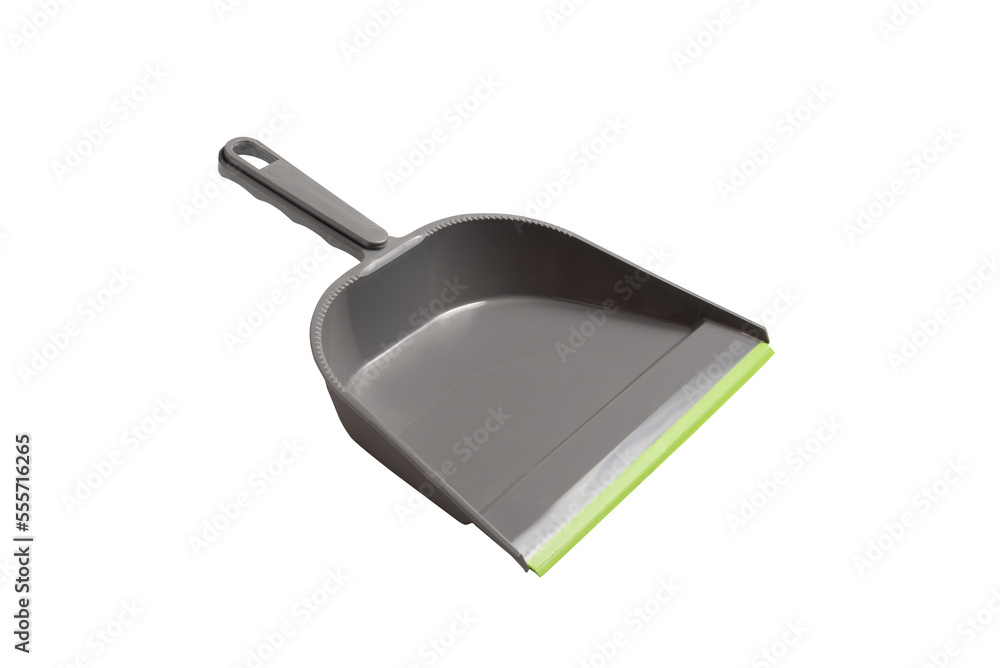 Grey plastic single dustpan for house keeping, isolated Grey plastic single dustpan for house keeping, isolated