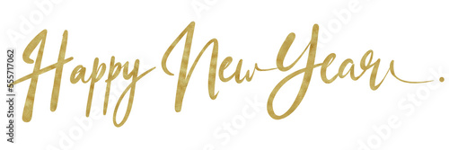 HAPPY NEW YEAR text write with gold ink