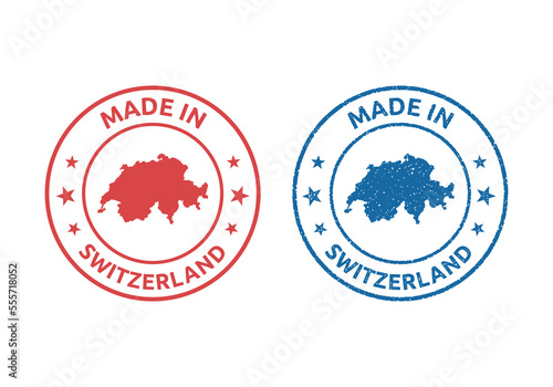 Swiss made label set, made in Switzerland product stamp