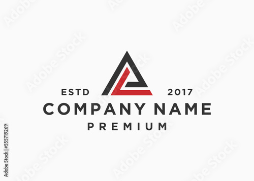 letter pl triangle logo design vector illustration template