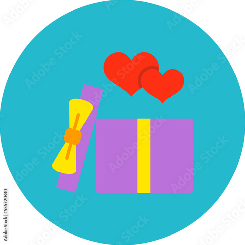 Gift Multicolor Circle Flat Icon