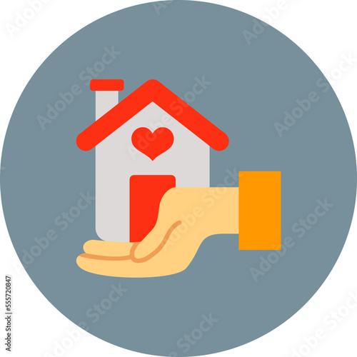 Help Homeless Multicolor Circle Flat Icon