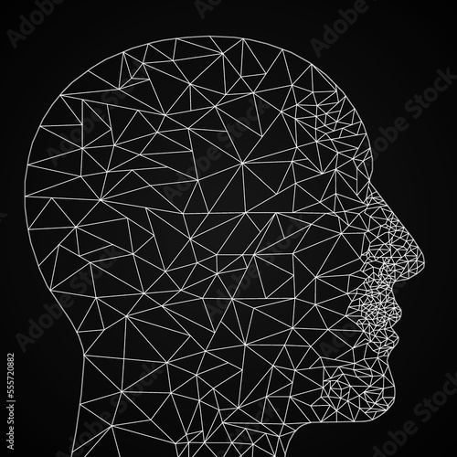 Vector low poly human profile. Connection lines icon. Innovation concept for brainstorm. Elements for marketing, promotion, branding and media. Flat cartoon illustration.