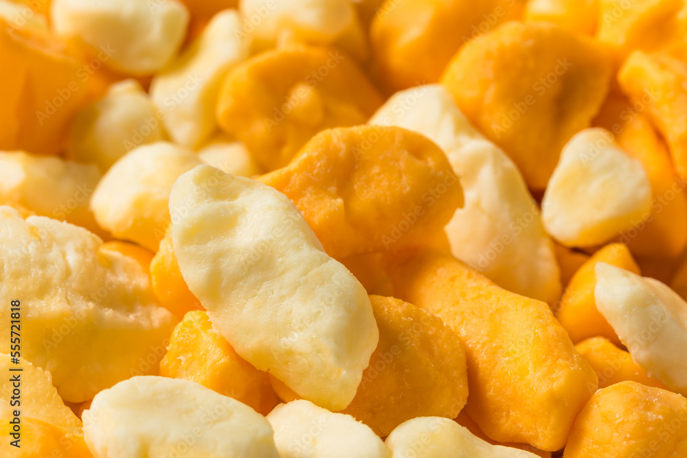 Raw Organic Yellow and White Cheese Curds Raw Organic Yellow and White Cheese Curds