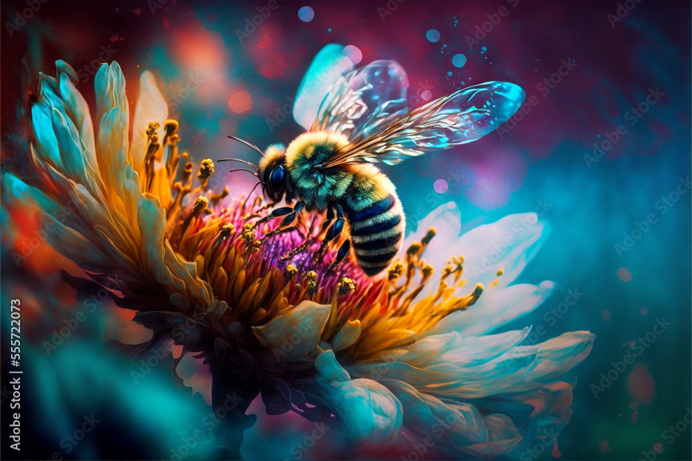 bee on a flower close up ai-generated