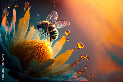 bee on a flower close up ai-generated