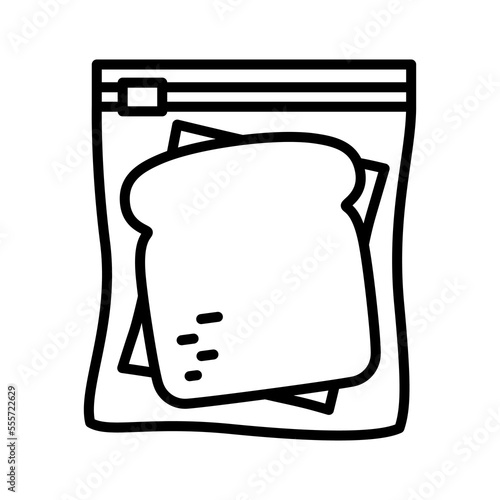 Sandwich with bread in zipped plastic lunch bag. Packaged sandwich isolated on white background.