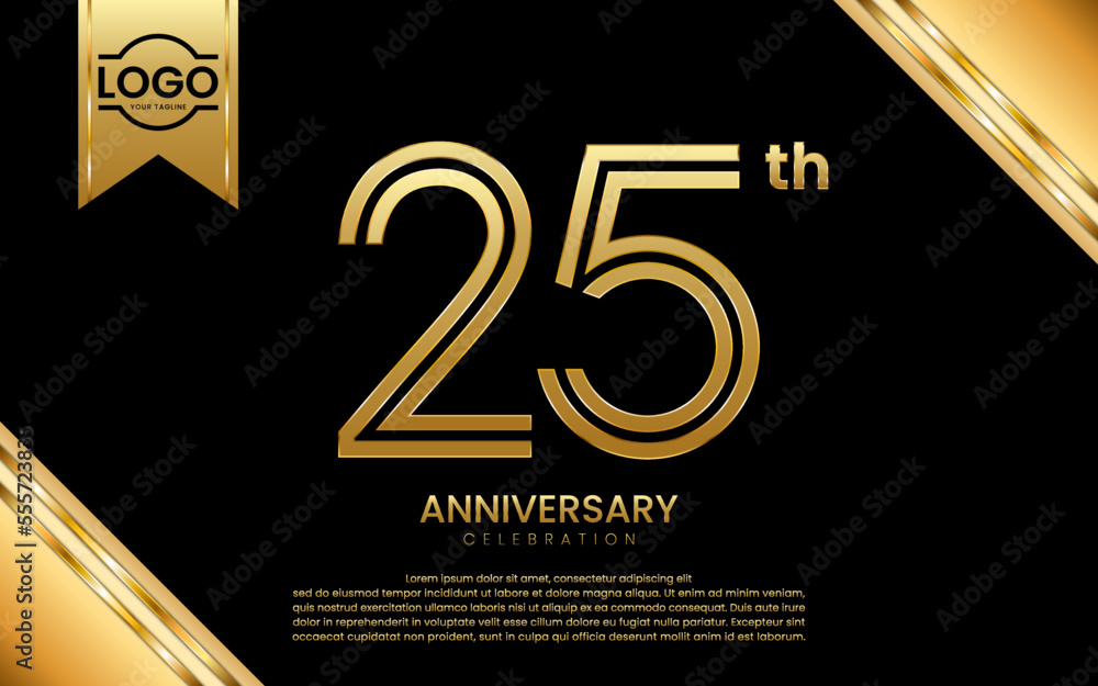 25th Anniversary Celebration Anniversary Template Design With Gold 25th Anniversary Celebration Anniversary Template Design With Gold