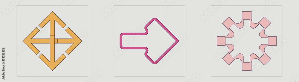 Brutalism shapes. Retro futuristic graphic ornaments. Modern abstract forms. Stars, starburst . Vector illustration Brutalism shapes. Retro futuristic graphic ornaments. Modern abstract forms. Stars, starburst . Vector illustration