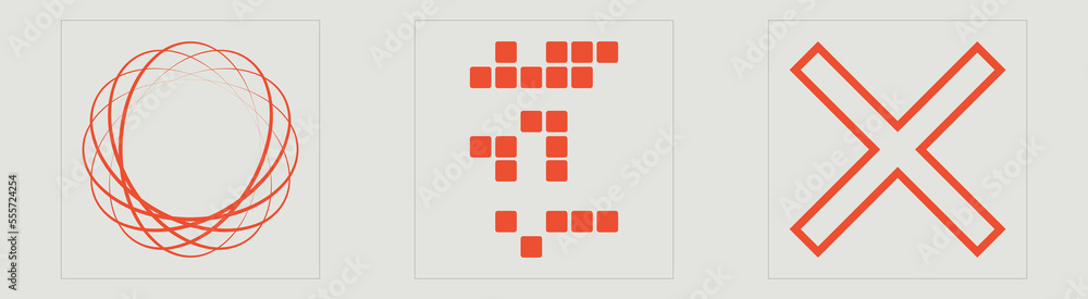 Vector set of Y2K. Big collection of abstract graphic geometric symbols. Templates for notes, posters. Anti-design. Vector illustration Vector set of Y2K. Big collection of abstract graphic geometric symbols. Templates for notes, posters. Anti-design. Vector illustration