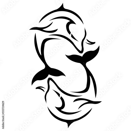 Bottlenose Dolphin Performing Tricks Set of Illustrations. Cute blue dolphins set, dolphin jumping