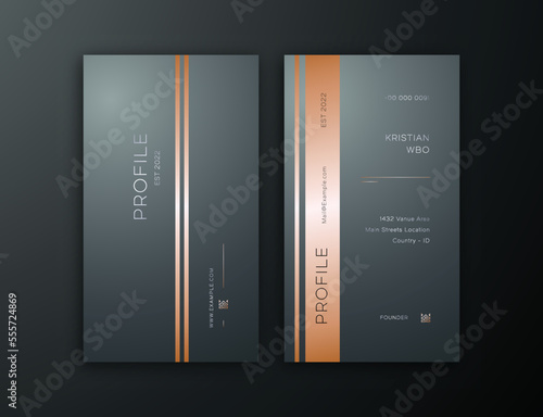 Elegant Stylish Army Dark vertical Business Card Editable Template