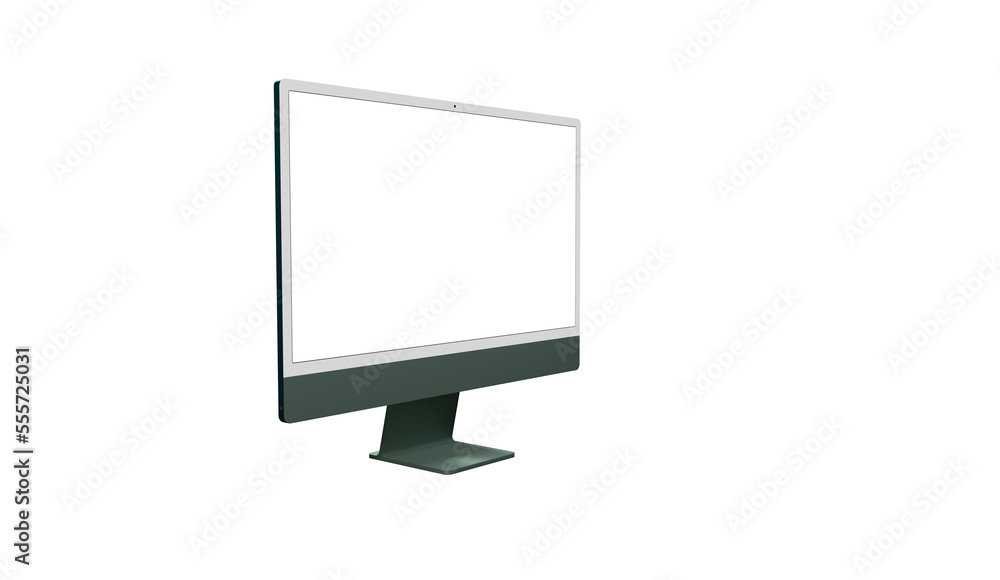 Computer display with white blank screen. Front view. Isolated on white background. 3D illustration. Computer display with white blank screen. Front view. Isolated on white background. 3D illustration.
