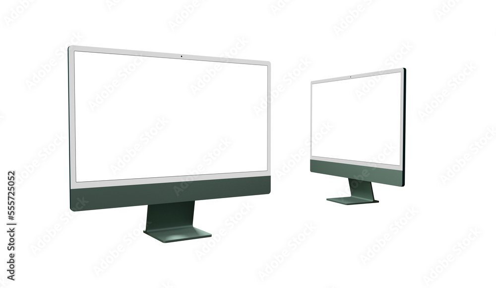 Realistic 3D Computer, with a white screen, isolated on a background Realistic 3D Computer, with a white screen, isolated on a background