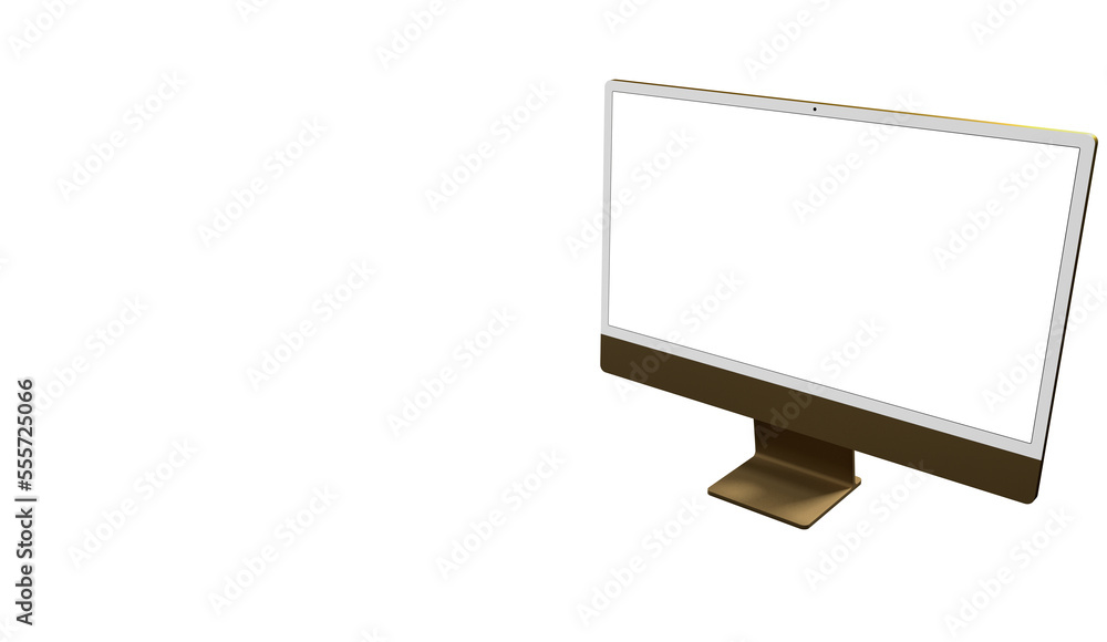 Realistic 3D Computer, with a white screen, isolated on a background Realistic 3D Computer, with a white screen, isolated on a background