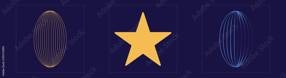 Fototapeta premium Collection of Y2K elements. Retro futuristic graphic ornaments. Cyberpunk elements. Anti-design. Vector illustration