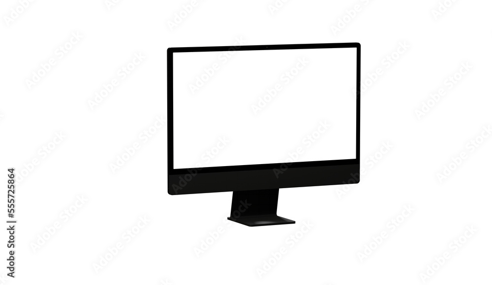 Realistic 3D Computer, with a white screen, isolated on a background Realistic 3D Computer, with a white screen, isolated on a background