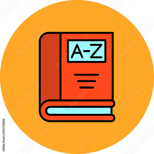 Dictionary Multicolor Circle Filled Line Icon