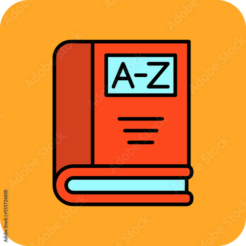 Dictionary Multicolor Round Corner Filled Line Icon