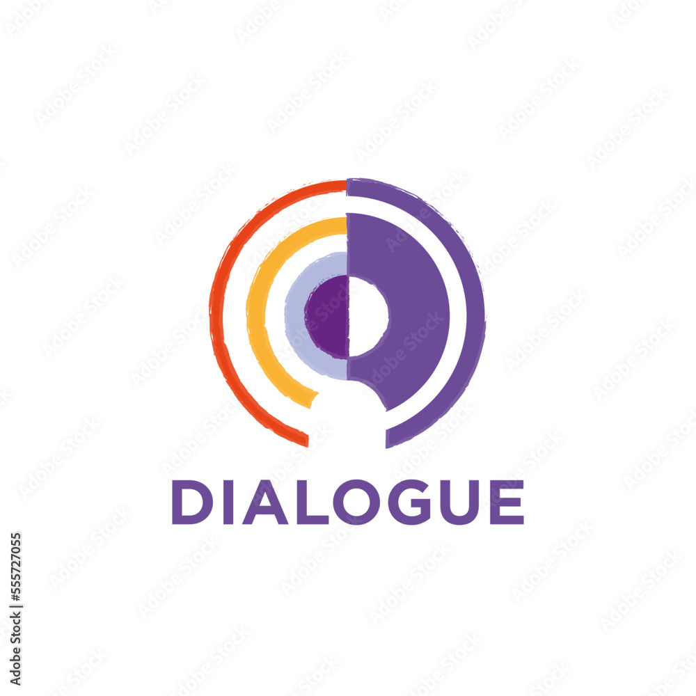 Unique dialogue vector logo concept illustration. Speech focus human icon. Social media symbol. Social communication emblem. Design element. Unique dialogue vector logo concept illustration. Speech focus human icon. Social media symbol. Social communication emblem. Design element.