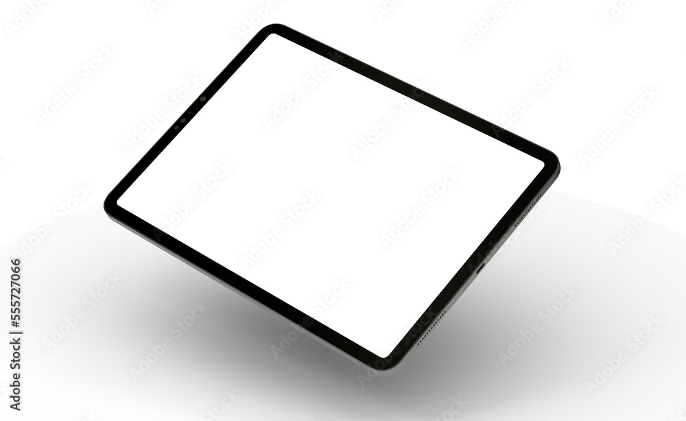 Modern tablet computer stand with blank screen isolated on white background Modern tablet computer stand with blank screen isolated on white background