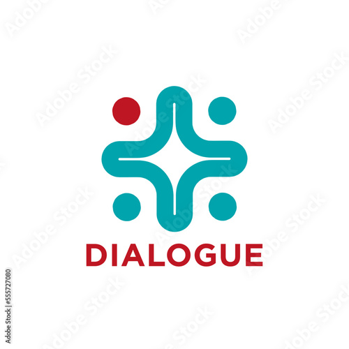 Unique dialogue. Modern human community vector logo concept illustration. Interconnected people icon. Social media symbol. Social communication emblem. Design element.