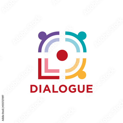 Speech bubble vector logo concept illustration in modern style. Dialogue speaking human icon. Chat sign. Social media symbol. Social communication emblem. Design element.