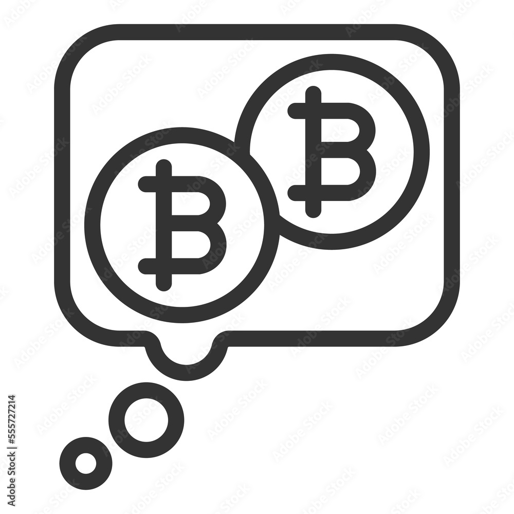 Dialogue with bitcoins - icon, illustration on white background, outline style Dialogue with bitcoins - icon, illustration on white background, outline style