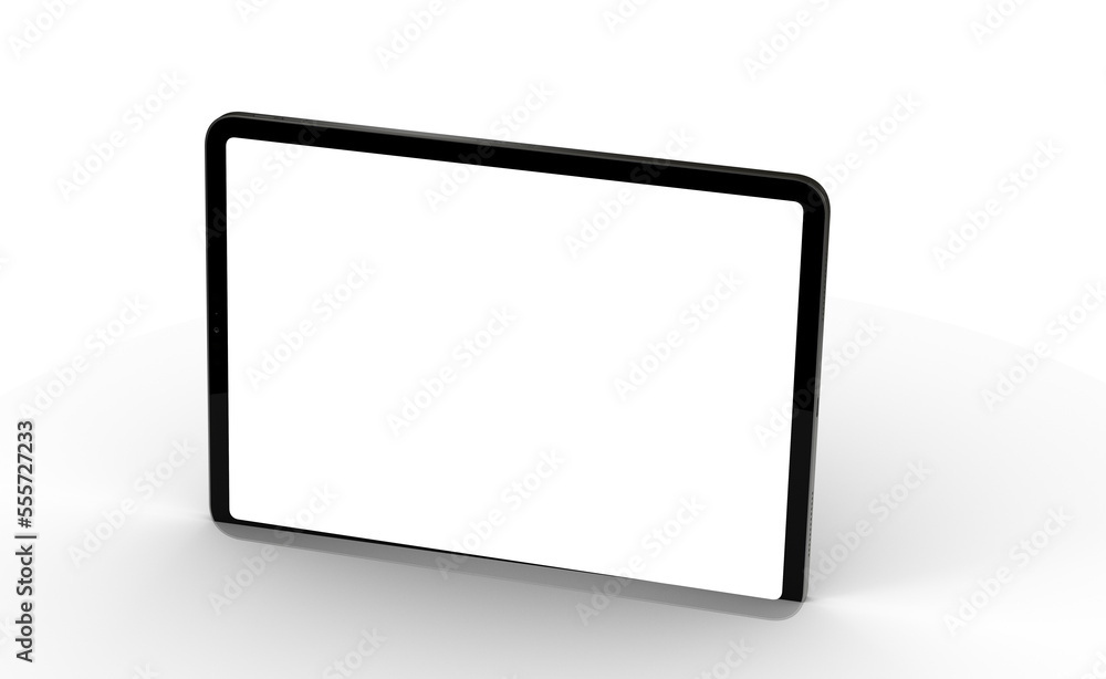 Photo 3D brandless tablet with empty screen isolated Photo 3D brandless tablet with empty screen isolated