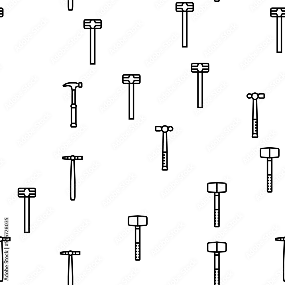 hammer tool construction vector seamless pattern thin line illustration hammer tool construction vector seamless pattern thin line illustration