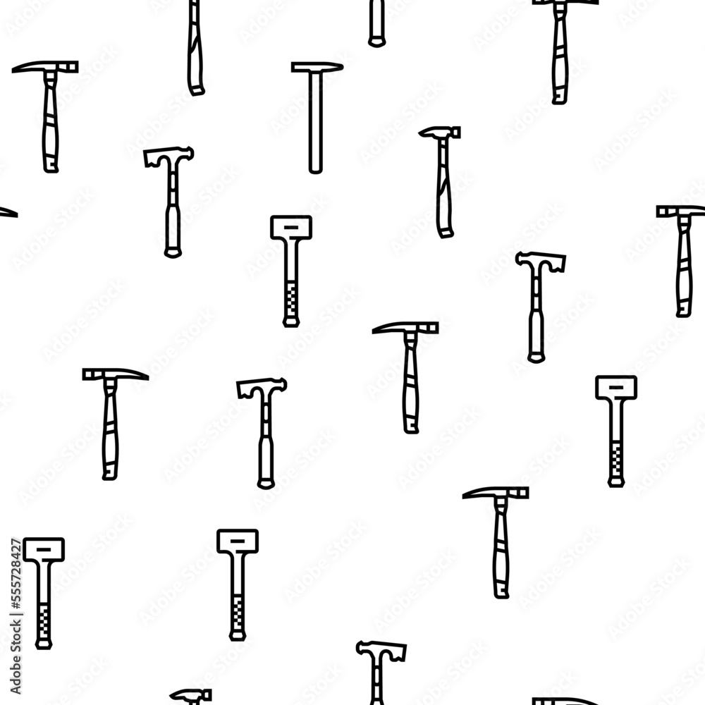hammer tool construction vector seamless pattern thin line illustration hammer tool construction vector seamless pattern thin line illustration