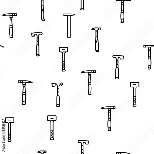 hammer tool construction vector seamless pattern thin line illustration