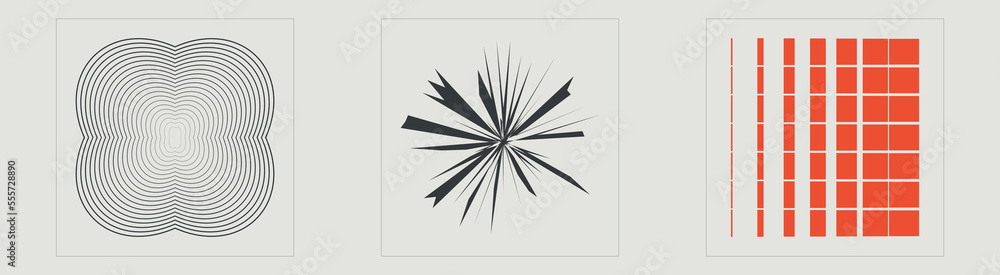 Fototapeta premium Vector Graphic Assets Set. Rave psychedelic retro futuristic set. Flat minimalist icons. Stars, starburst . Vector illustration