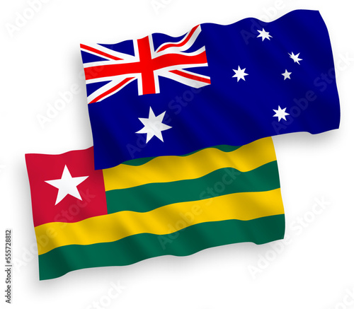 Flags of Australia and Togolese Republic on a white background