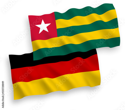 Flags of Togolese Republic and Germany on a white background